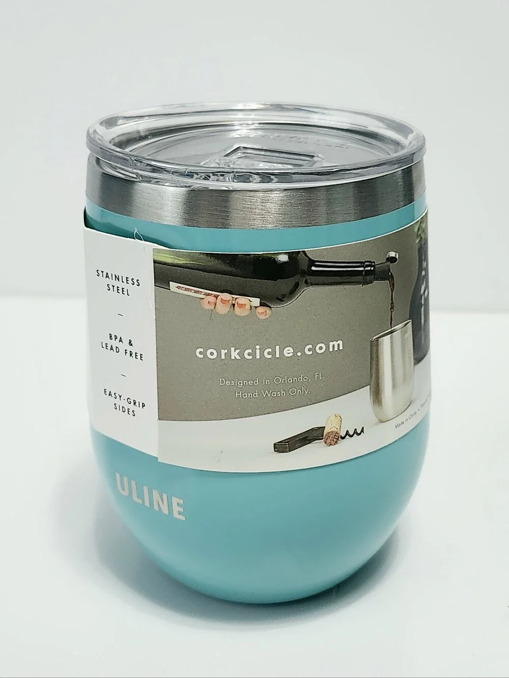 New Corkcicle Turquoise Triple Insulated Stainless Steel Stemless Tumbler Uline - Picture 4 of 8
